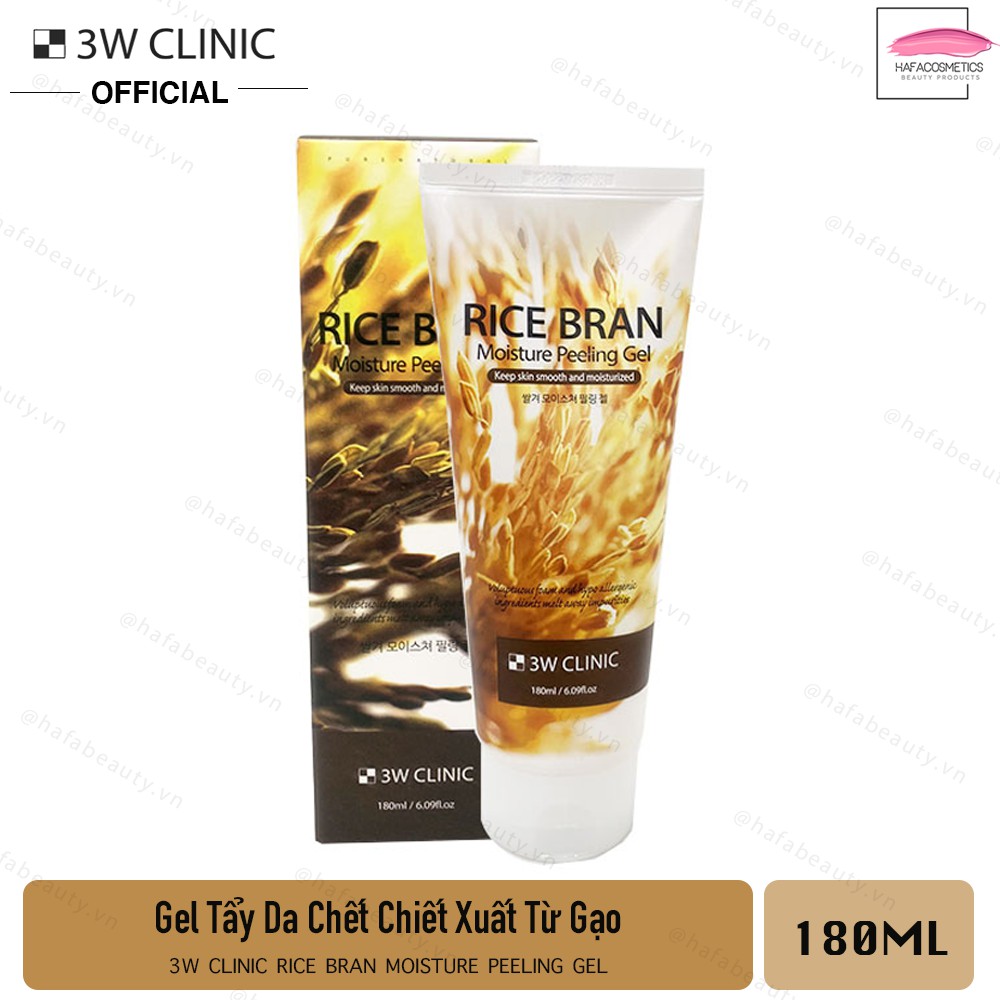Gel Tẩy Tế Bào Chết Gạo 3W Clinic Rice Bran Moisture Peeling Gel 180ml _ 3W Clinic Chính Hãng