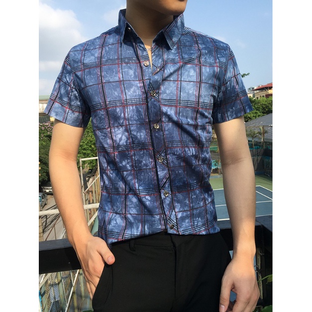 Áo sơ mi nam họa tiết, vải cotton, form Slimfit TILANO