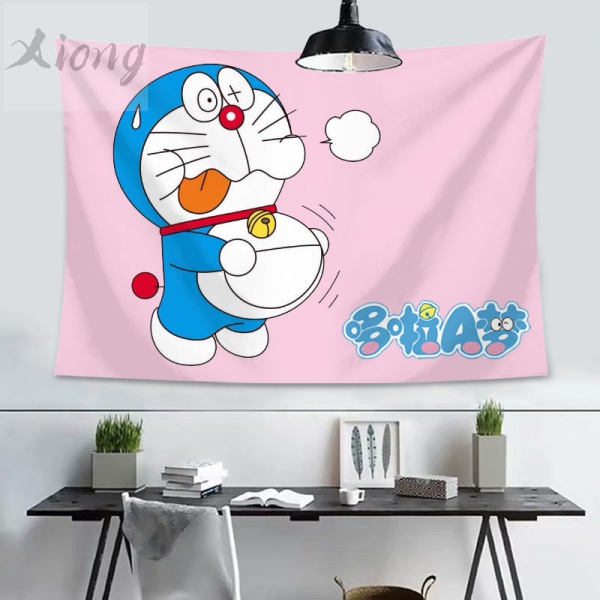 Tấm vải treo tường in hình Doraemon dễ thương trang trí phòng ngủ