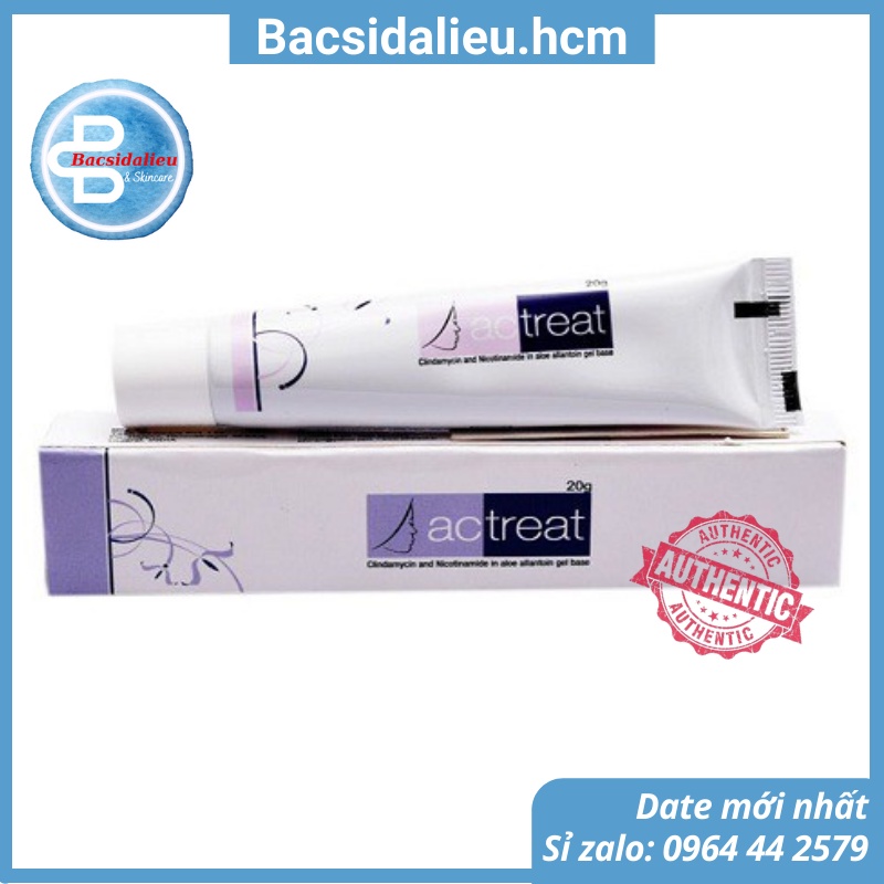 Actreat gel (20g) kem chấm mụn 5% niacinamide và clin.damyci, giảm mụn, hết sạch mụn