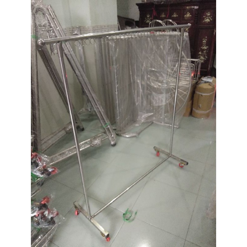 giàn phơi quần áo đôi 100% inox có bánh xe