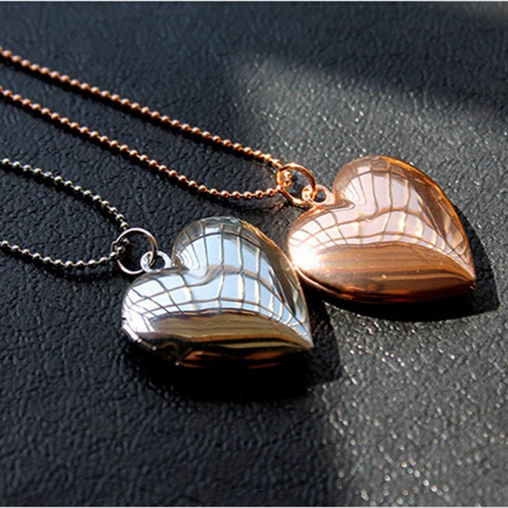 🌟YEW🌟 Men Women Necklace Lover Heart Shaped Photo Picture Locket Gift Chain Friend Fashion Jewelry Pendant/Multicolor