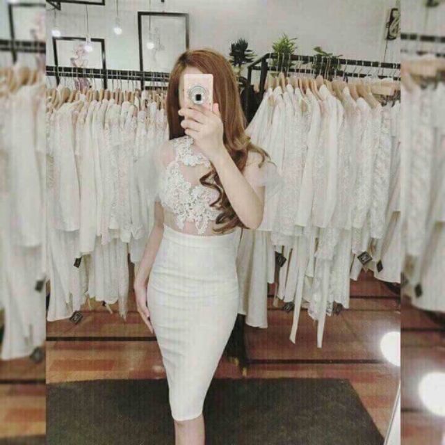 Đầm body thân lưới phối ren sexy