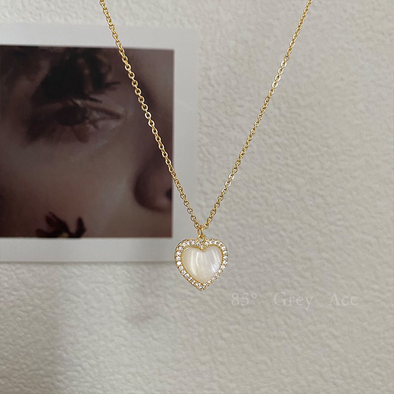 [Bông tai và Vòng cổ thiết kế mới tinh tế hình trái tim thời trang F022 2021