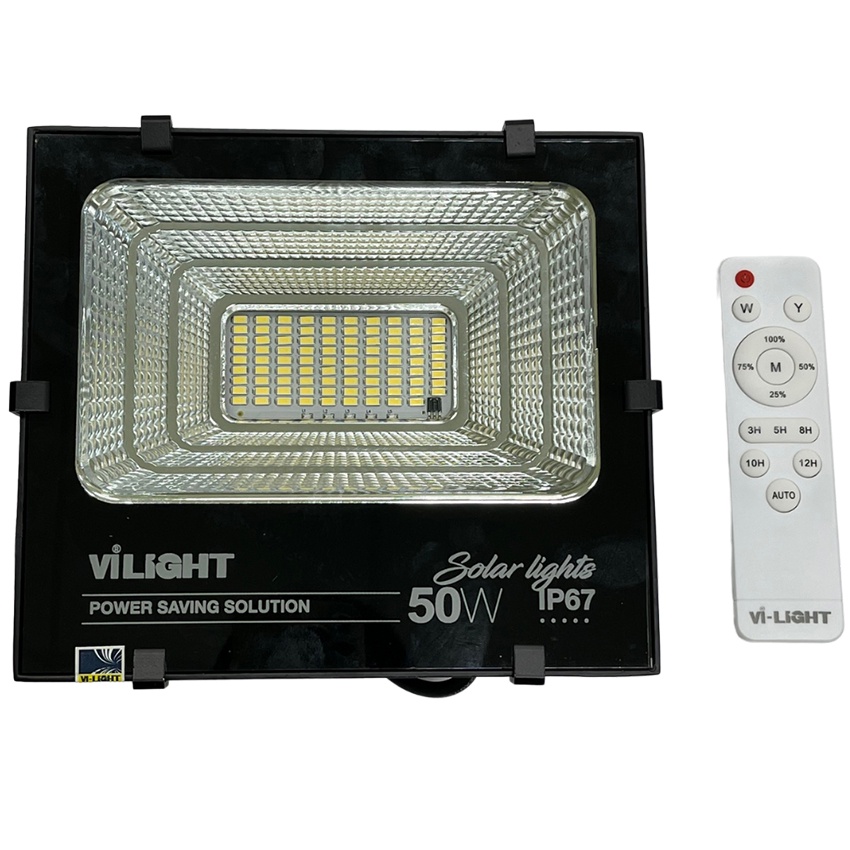 Đèn pha năng lượng mặt trời 50W Vi-Light VLFL50MT1, Chip Led Bridgelux Top USA, BH 2 năm đổi mới