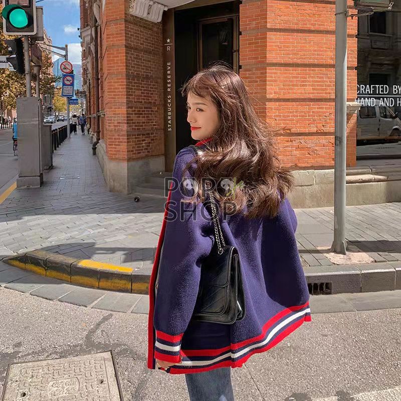 Áo Khoác Cardigan Sọc Len Dệt Kim Cổ Chữ V Thu Đông 2021 | BigBuy360 - bigbuy360.vn