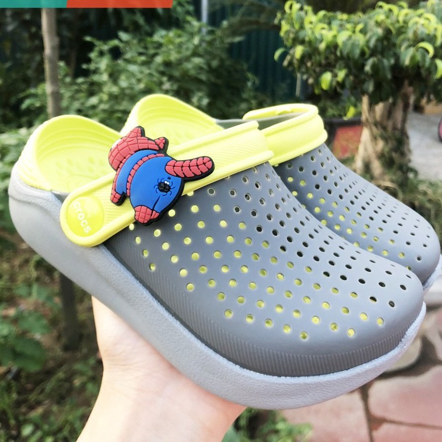 Dép cross literide cho bé trai và bé gái màu Xám quai ngang hàng xuất đi full box