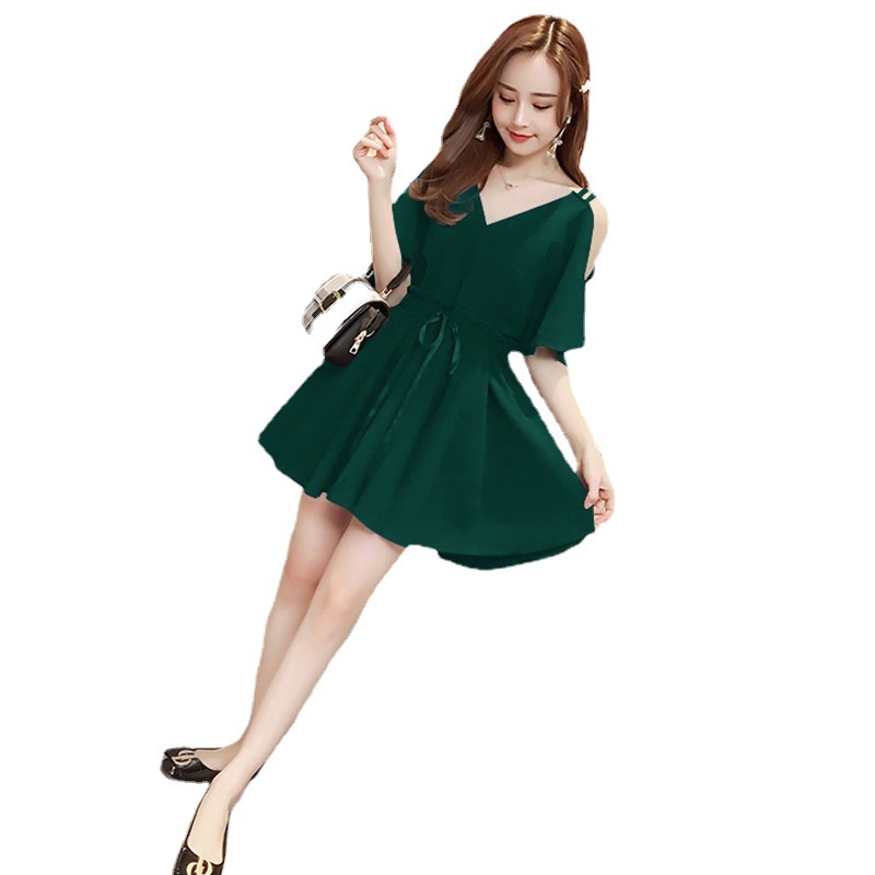 Đầm Chiffon Dáng Chữ A Tay Ngắn Cổ Chữ V Ôm Eo Size Lớn 40-100KG Cho Nữ