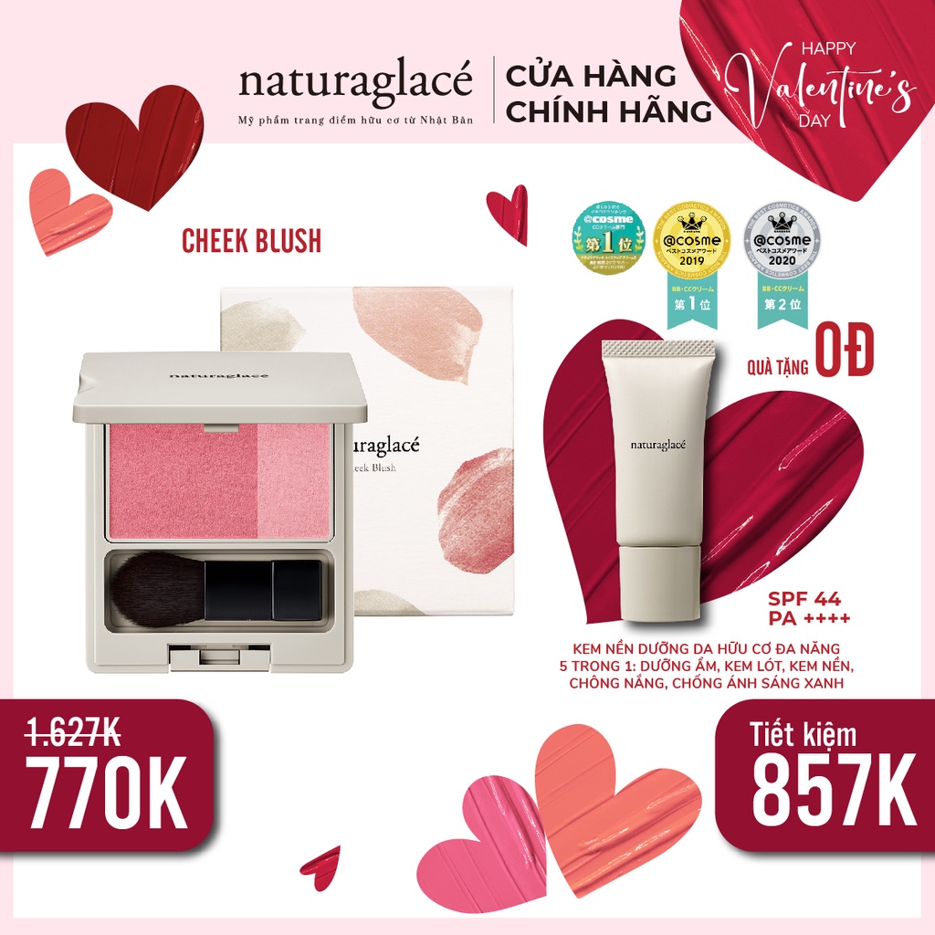 Phấn má hồng hữu cơ naturaglacé Cheek Blush (04 - Nude) tự nhiên, lâu trôi, 3.1g