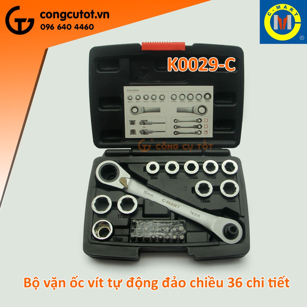 Bộ vặn ốc vít tự động đảo chiều 36 chi tiết Cmart K0029-C