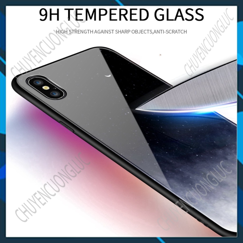 [SALE] Ốp điện thoại họa tiết đầy sao màu gradient mặt kính cường lực cho Xiaomi Redmi Note 9 9S 8T 6 7 8 Pro