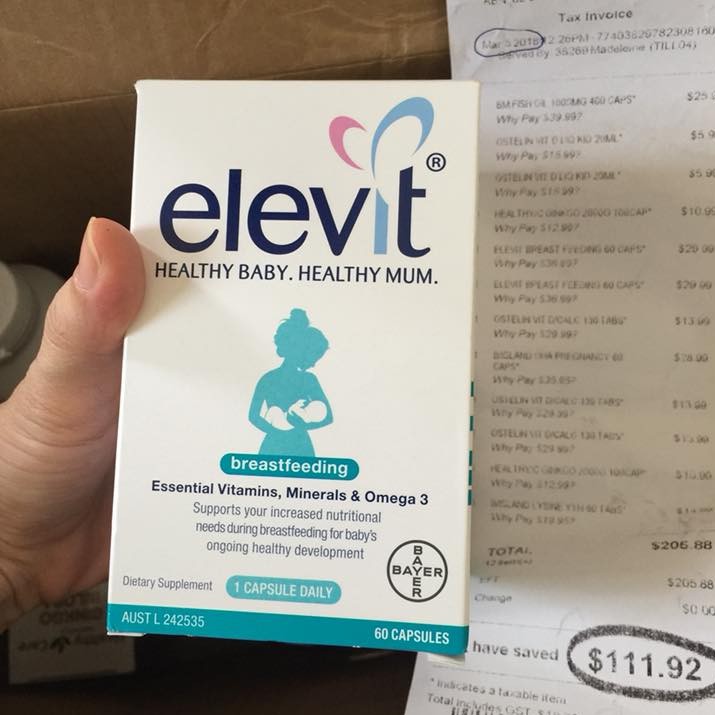 ELEVIT SAU SINH - Vitamin Cho Mẹ Sau Sinh -  Elevit Bú, Elevit Breastfeeding 60 Viên Úc