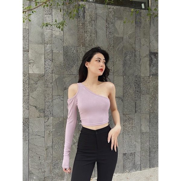 Choco Croptop▪ÁO MỘT TAY KHOÉT TAY DÀI