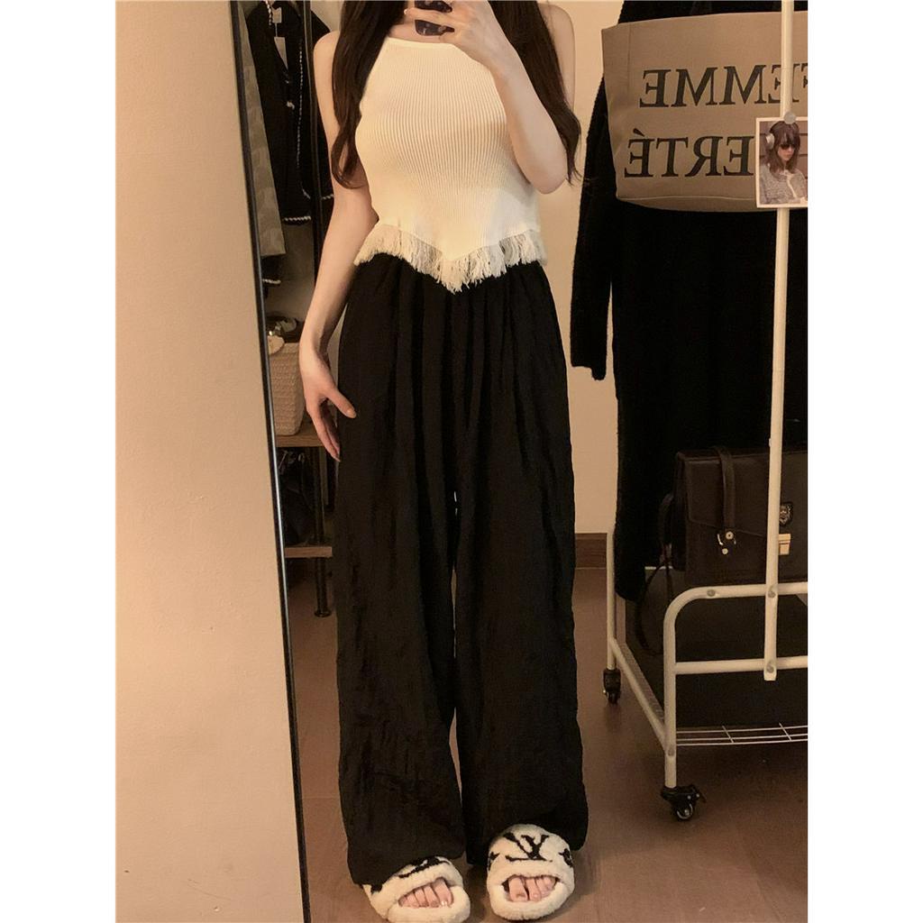 QADCOL Set Áo Thun Ngắn Tay + Quần ống rộng Thời Trang Nữ