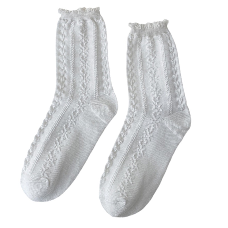 Đôi Vớ Cotton Phối Ren Bèo Phong Cách Lolita Cho Nữ