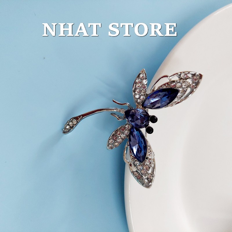 Tag ghim cài áo cao cấp, cài áo hình chuồn chuồn size 5.2 x 4.5cm Nhat Store