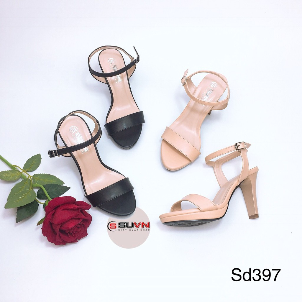 HANO - Sandal quai ngang cao gót nhọn 9cm đế đúp SD0014