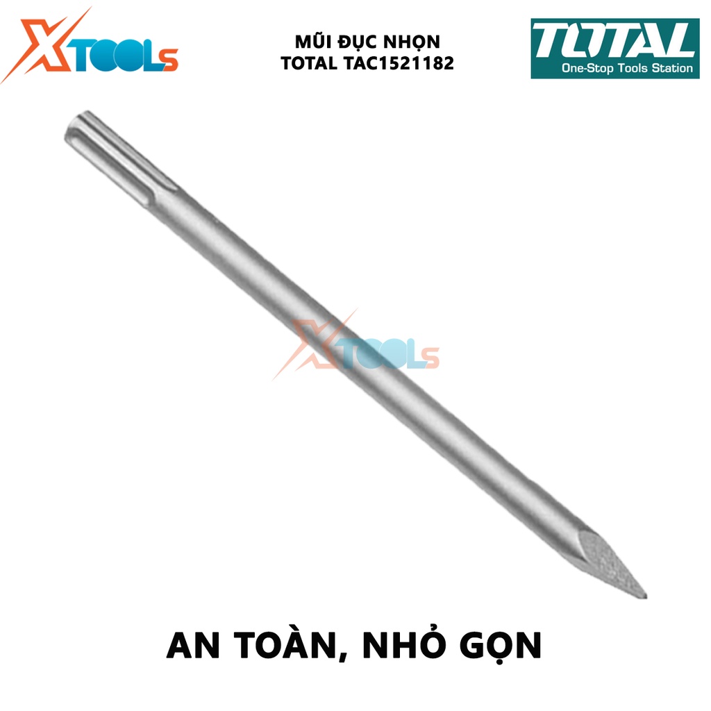 Mũi đục nhọn Total TAC1521182 | mũi đục nhọn size 18X400mm, độ bền cao, chịu nhiệt [XTOOLS]
