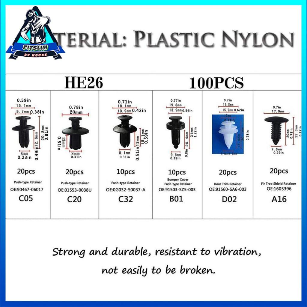 Set 100 đinh ghim bằng nhựa tiện dụng cho xe hơi