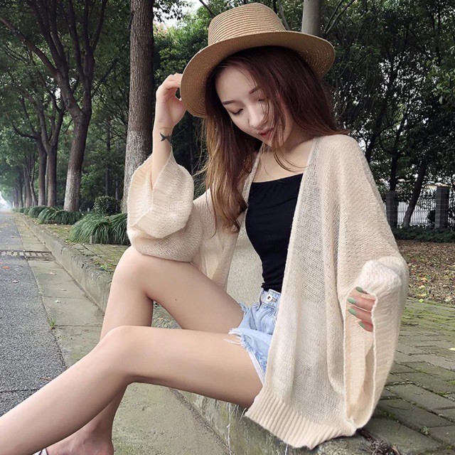 Áo cardigan lưới mỏng phong cách Hàn Quốc