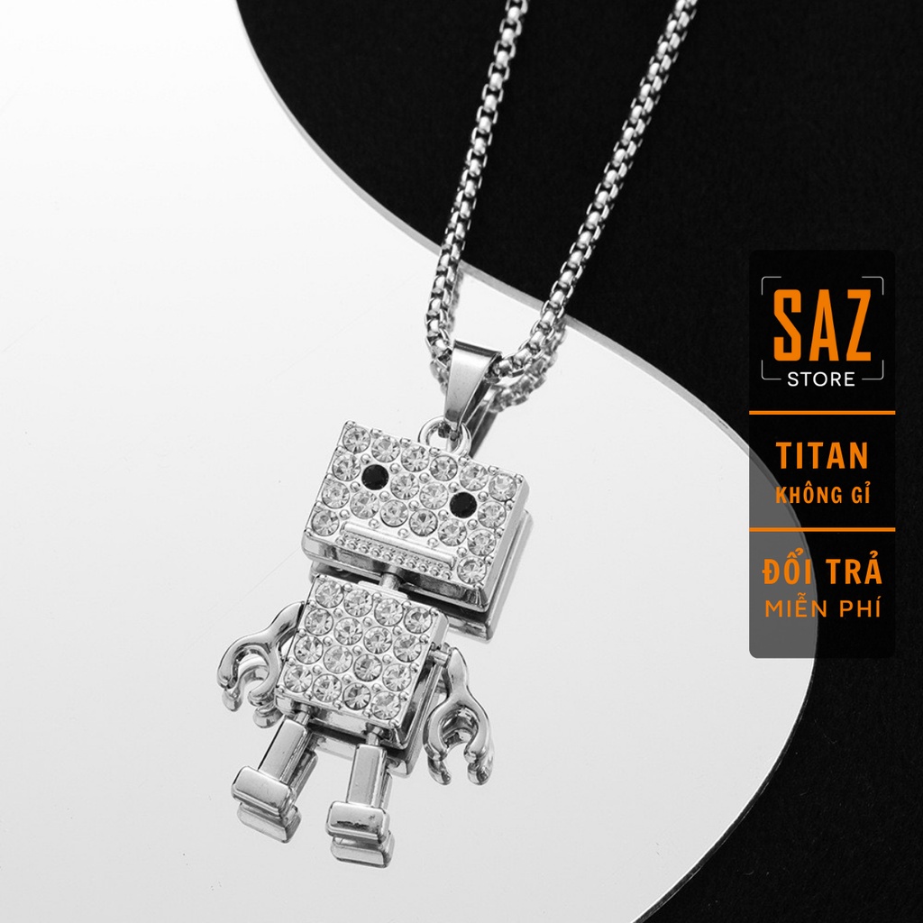 Dây Chuyền Vòng Cổ Cho Nam Nữ Saz Store Màu Bạc Unisex Đơn Giản Ngầu Đẹp Chất Liệu Titan Không Gỉ - Vòng cổ Robot đá
