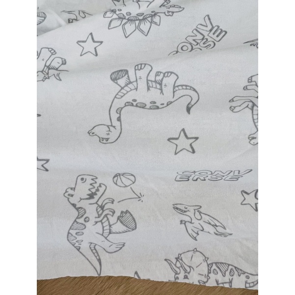 Vải thun cotton 2c hình khủng long