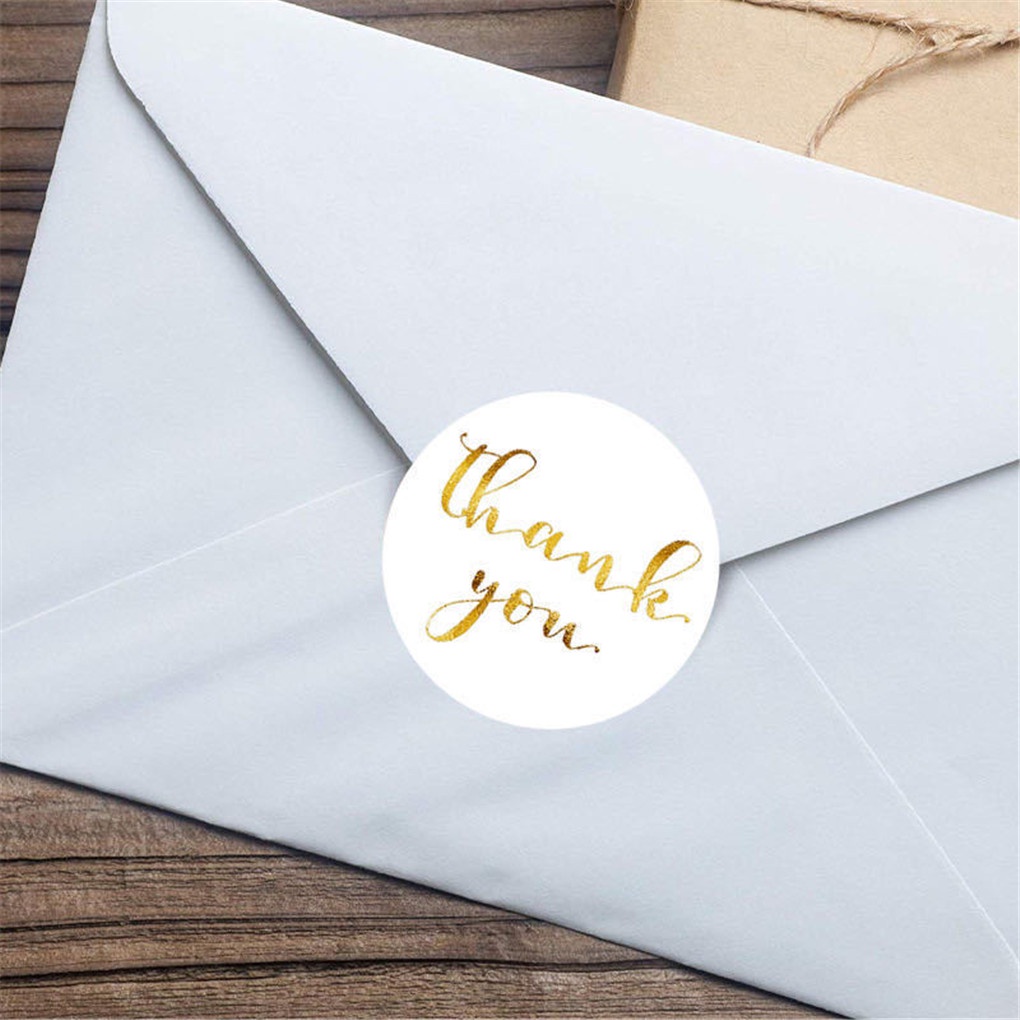 [Choosewho1] 500Pcs/Roll Thank You Hot Stamping Stickers Self Adhesive Round Sealing Labels Decal Baking Gift Decor
