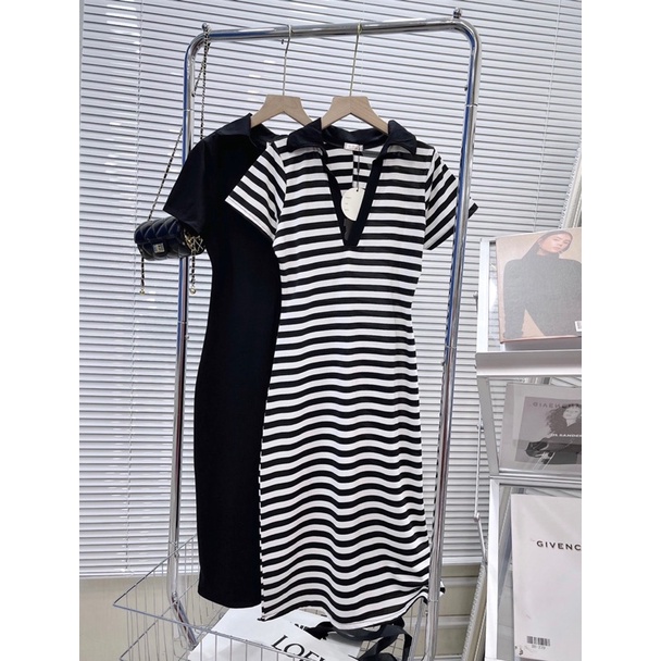 VÁY BODY CỔ V 2 MÀU ĐEN - KẺ XẢ LỖ