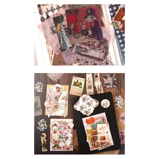 Set sticker hoa lá vintage