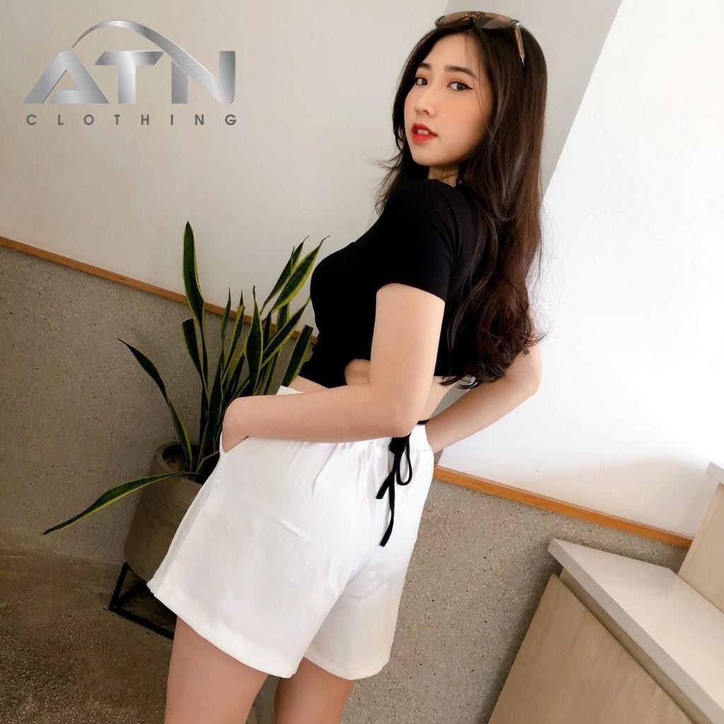 Áo Kiểu Croptop Tay Ngắn, Rút Dây Sau Lưng, Chất Borip Mịn Mát Freesize 53kg Ảnh Thật
