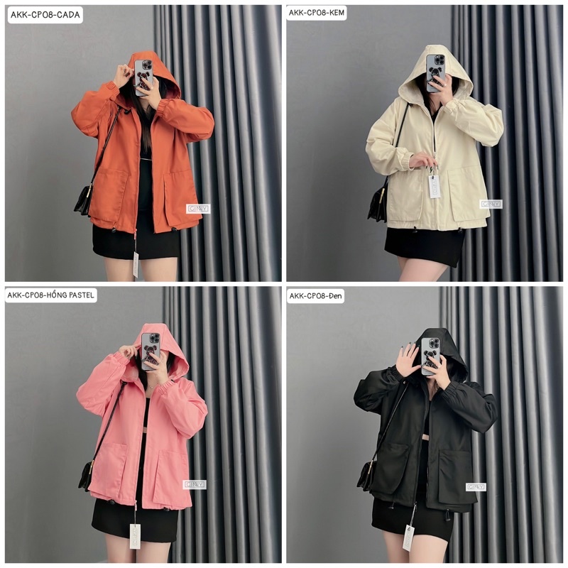 Áo Khoác Kaki Ulzzang 2 lớp Túi Rời Mini CP08|Thời Trang|Phong Cách