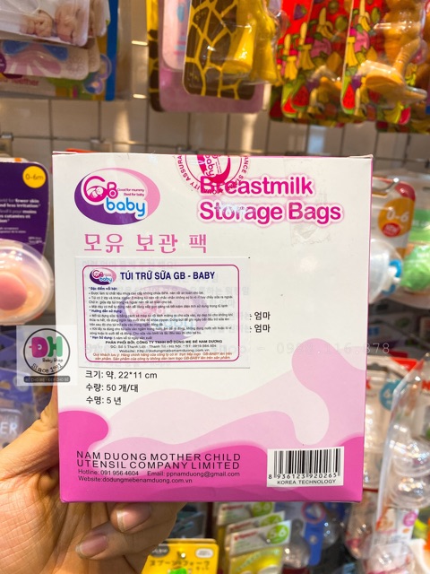 TÚI TRỮ SỮA ❤️ Mẫu Mới ❤️ Túi Trữ Sữa GB- Baby 250ml( 50c) Hàn Quốc