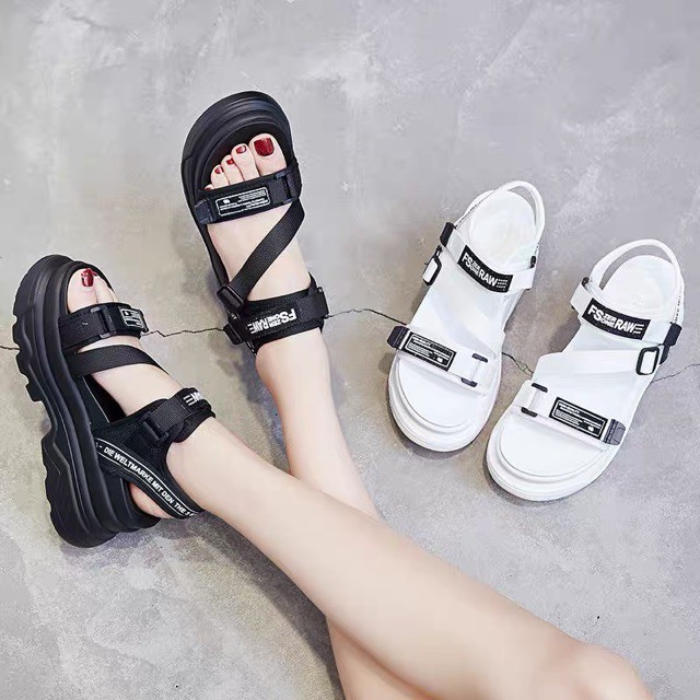 [Mã WASKT304 giảm 15% tối đa 30K đơn 99K] FREE SHIP Sandal nữ đế cao Ulzzang , sandal quai hậu Raw năng động trẻ trung