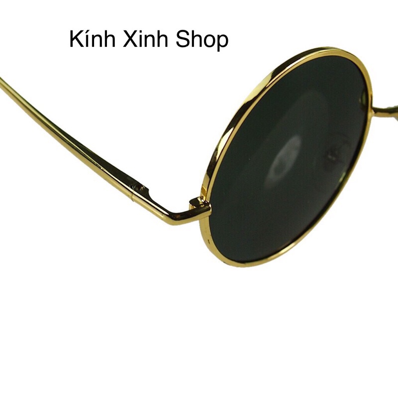 Kính Râm Nam Nữ Mắt Tròn Thầy Bói Gọng Kim Loại Dày Cao Cấp