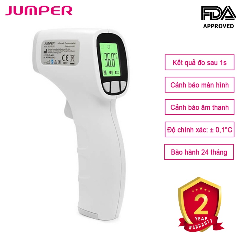 Nhiệt kế hồng ngoại không tiếp xúc thông minh Jumper FR202 [Hàng chính hãng BH 24 tháng]