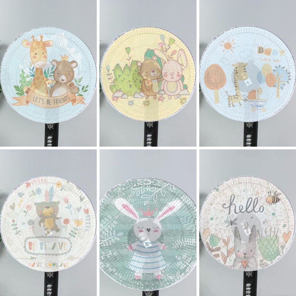 Lưới bọc quạt hình thú ngộ nghĩnh, bảo vệ trẻ nhỏ khỏi nguy hiểm khi đến gần quạt, có dây rút rất tiện lợi