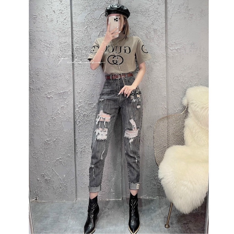 Jeans rách xám bigsize (55-90kg)