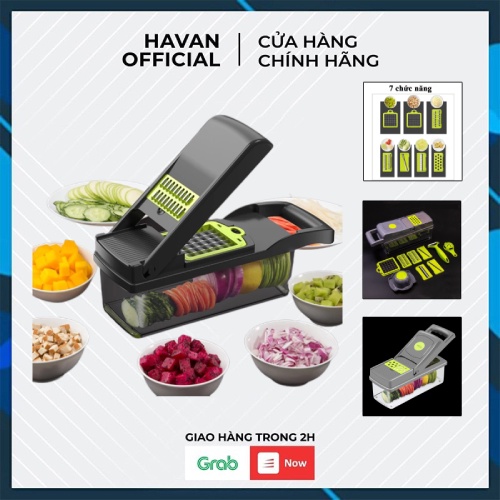 Hộp Dụng Cụ Cắt Rau Củ Trái Cây Kèm Lưỡi Nạo Đa Năng, Bộ Cắt Thái Tích Hợp Bào Sợi Củ Quả Hạt Lựu Tiện Lợi