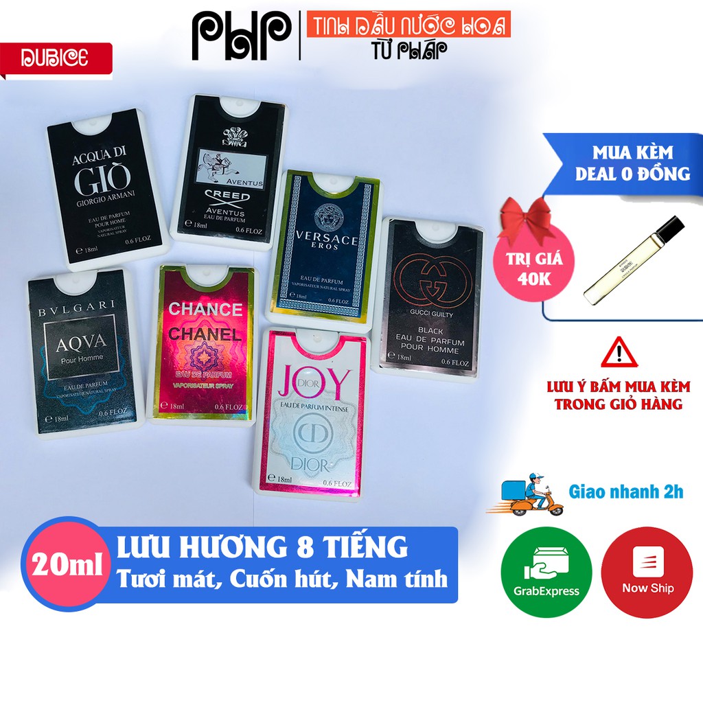 [Lưu hương 8 tiếng] Nước hoa Pháp PHP 18ml dạng xịt, 4 mùi nước hoa nam, 3 mùi nước hoa nữ mini, hàng cao cấp