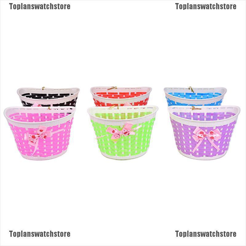 1 Giỏ Xe Đạp Nhựa Đính Nơ Trước Handmade Cho Bé