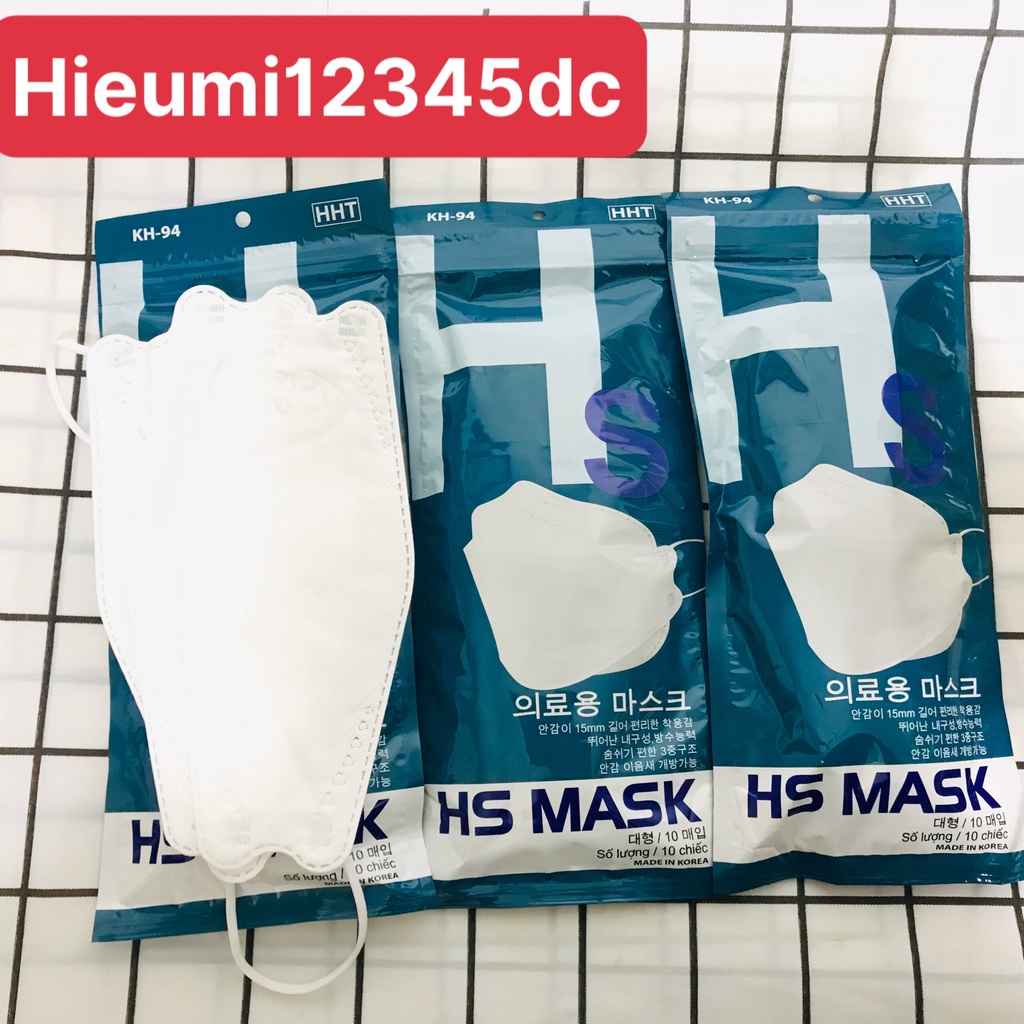 Set 10 Chiếc Khẩu Trang 4D KF94 HS MASK - 4 Lớp Kháng Khuẩn Công Nghệ Hàn Quốc - Chống Thâm Nước Mưa