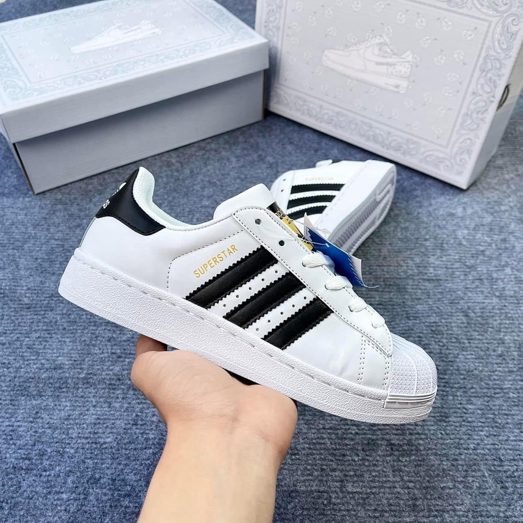 Giày_Adidas Superstar, Giày thể thao Adidas trắng sọc đen bản cao cấp trung full box bill