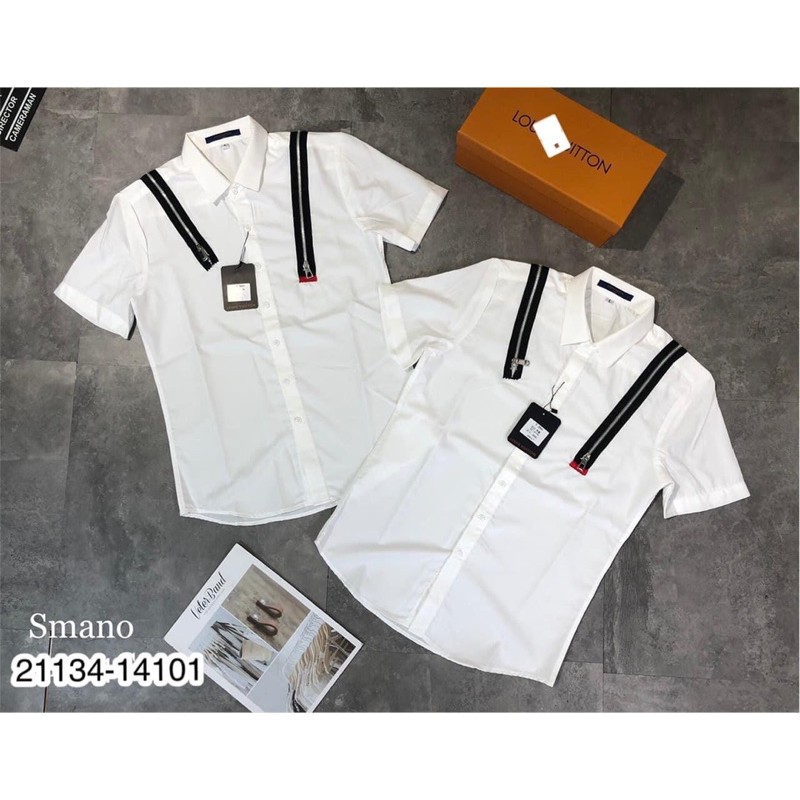 Sơ mi nam cộc tay khoá lệch cao cấp chất lụa mềm min