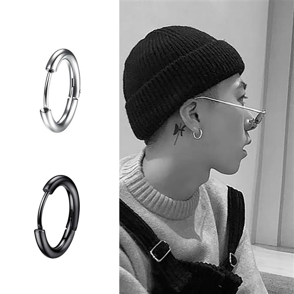 Khuyên Tai Tròn Trơn Nam Nữ Phong Cách Hàn Quốc cá tính ☆