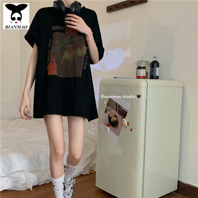 Áo thun cotton ngắn tay dáng rộng thiết kế mới thời trang mùa hè theo phong cách hồng kông năng động