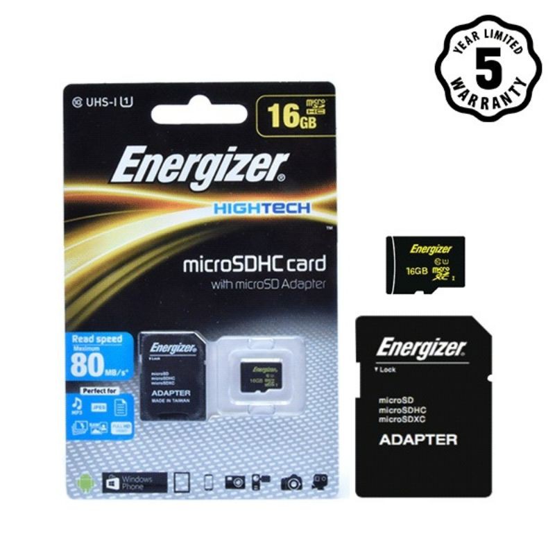 Thẻ nhớ Micro SDHC 16GB Energizer HT C10 U1 80Mb/s