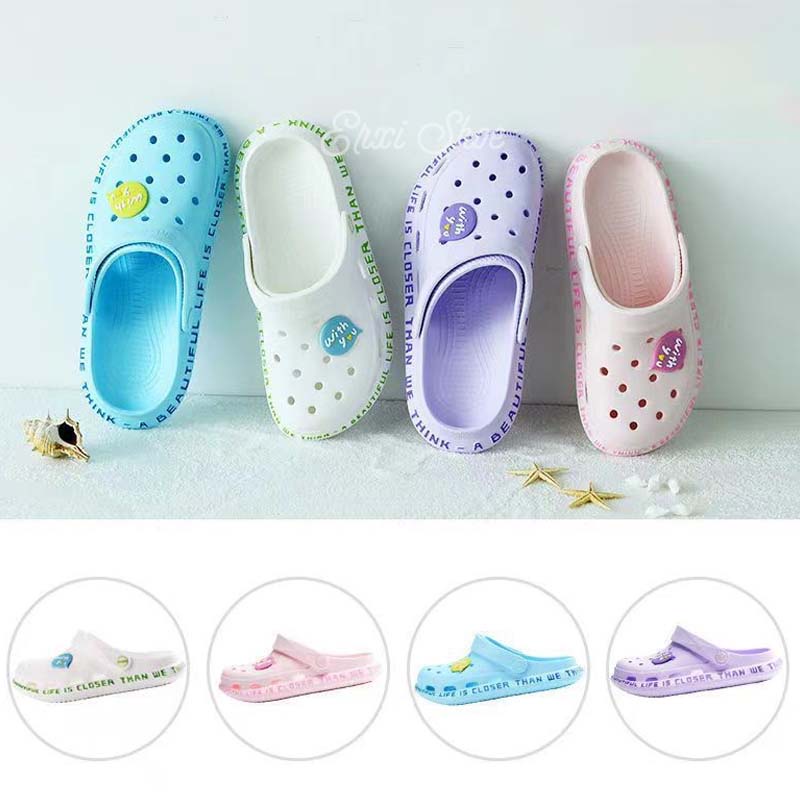 Oeggeo shop Giày Đế Mềm Phẳng Mùa Hè Đục Lỗ Cho Nữ Mang Ngoài Trời