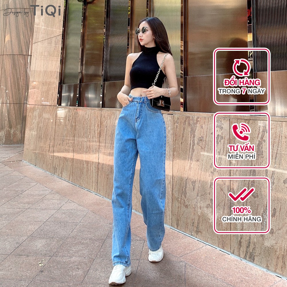 Quần jeans ống rộng nữ cạp cao street style TiQi Jeans B2-144