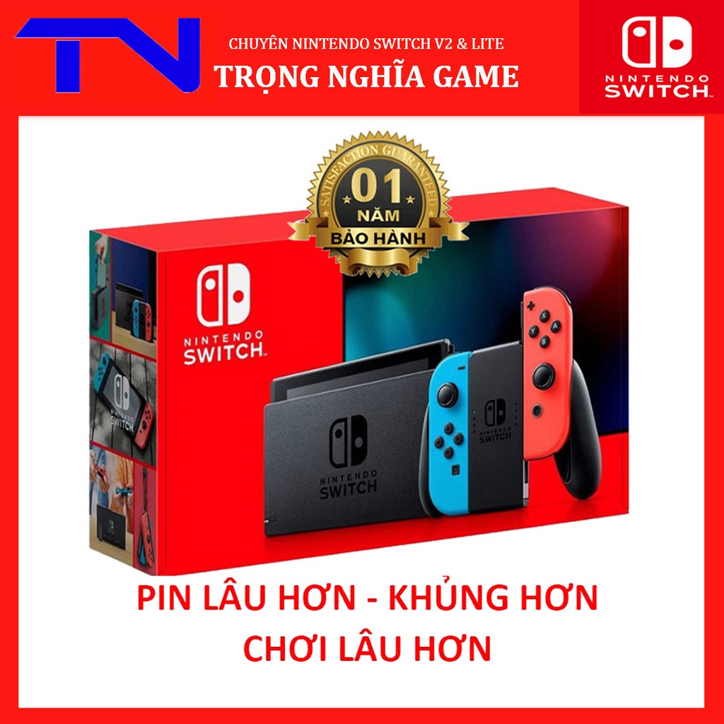 [Mã ELHAMS5 giảm 6% đơn 300K] Máy Nintendo Switch V2 new 100% bảo hành 12 tháng + miếng dán màn hình