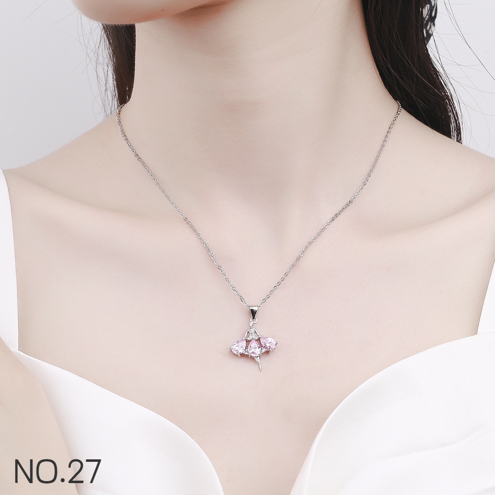 Vòng cổ Mặt Đính Đá Kim Cương Trắng Bạc S925 Thời Trang